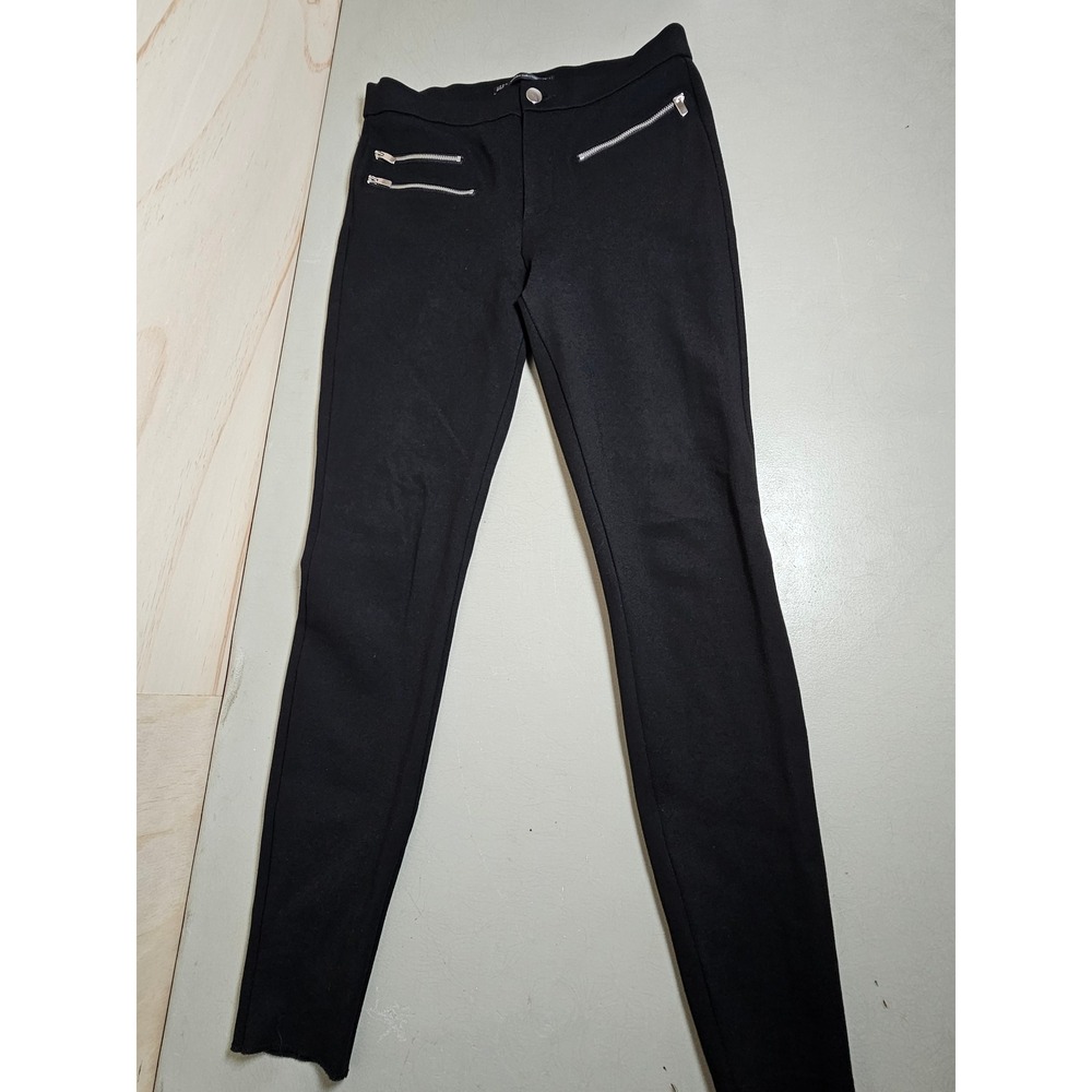 Zara Trafaluc‎ Black Skinny Zipper Pants High Waisted Leggings Womens Large L